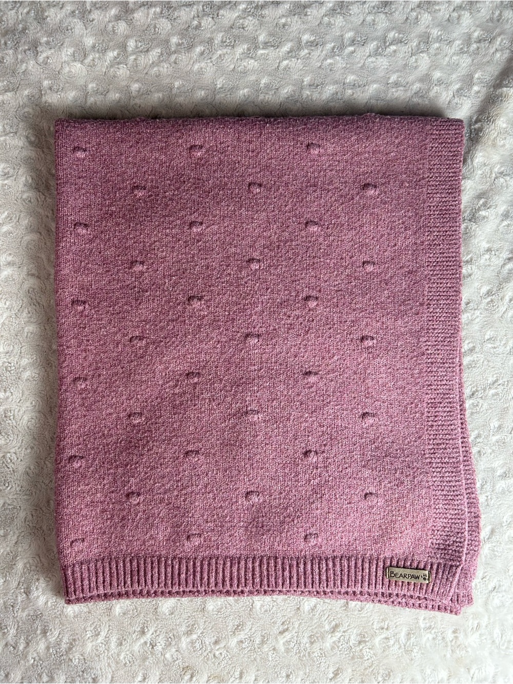 Bearpaw Baby Blanket Sweater Knit Raised Dots Texture